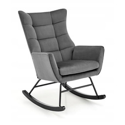 Wypoczynkowy Fotel Bujany Bazalto szary welur