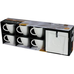 AMBITION Serwis do kawy zestaw porcelanowy prostokątny biały