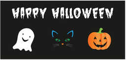Plakat na Halloween - Duch, Kot, Dynia -