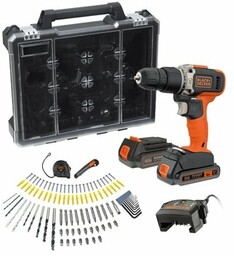 BLACK&DECKER Wiertarko-wkrętarka BCD003D2AMB + Zestaw 100 akcesoriów