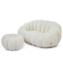 Fotel 2 osobowy z podnóżkiem CX2032 Pumpkin Bouclé