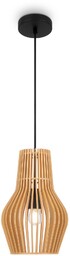 ROOTS Lampa wisząca drewno jasne czarna H333.5cm fi20cm