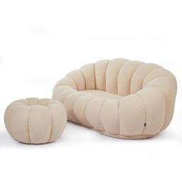 Fotel 2 osobowy z podnóżkiem CX2032 Pumpkin Bouclé