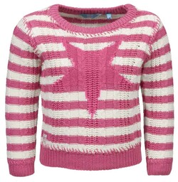 Sweter dziewczęcy, różowy, paski, gwiazda/Lief