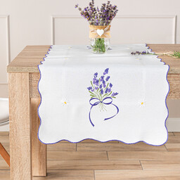 Markizeta Obrus bieżnik z haftem 38x160 001 biały