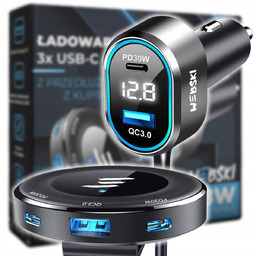 Rozdzielacz Samochodowy 98W 5x Usb QC3.0 PD30W