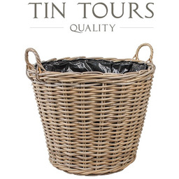 OKRĄGŁY KOSZ Z RATTANU KUBU Z UCHWYTAMI