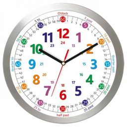 Zegar aluminium do nauki odczytu czasu ENG