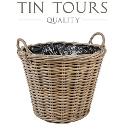 OKRĄGŁY KOSZ Z RATTANU KUBU Z UCHWYTAMI