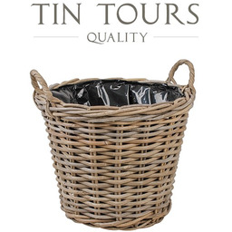 OKRĄGŁY KOSZ Z RATTANU KUBU Z UCHWYTAMI