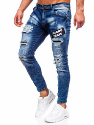 Granatowe spodnie jeansowe męskie skinny fit Denley E7790B