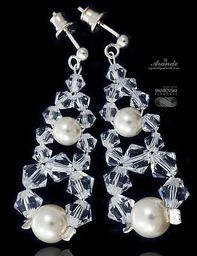 Kryształy Kolczyki Crystal Pearl Srebro Ślub