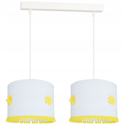 Lampa Wisząca 80cm Abażur Kwiaty Pastelowa Biało-żółta