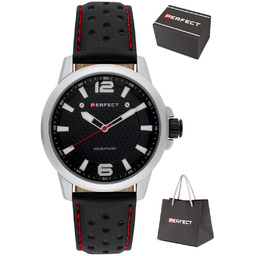 Zegarek Perfect W146-02 męski perforowany pasek 44 mm