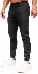 Czarne spodnie materiałowe joggery męskie Denley 0065