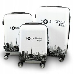 Walizki set Fly the world białe twarde zestaw