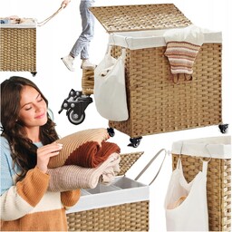 Kosz na pranie Wiklinowy na brudna bieliznę Duży