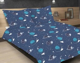 Matex Pościel satynowa 220x200 granatowa kosmos SE-52A Exclusive