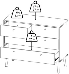 Komoda z szufladami biała mat 99 cm Bodo