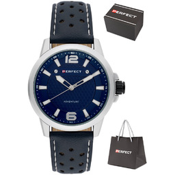Zegarek Perfect W146-03 męski perforowany pasek 44 mm