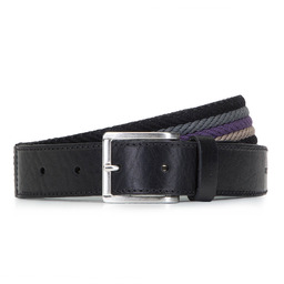 Męski pasek ze skóry naturalnej i bawełnianej plecionki