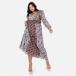 LOVEDROBE PLUS SIZE DŁUGA SUKIENKA WIELOKOLOROWY NA WESLE