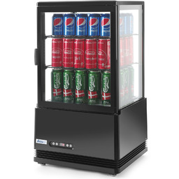 Witryna chłodnicza przeszklona nastawna 58L 2 półki czarna