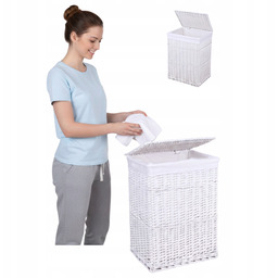Kosz Wiklinowy Na Pranie Bieliznę Pojemnik Biały 114L
