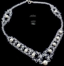 Kryształy Naszyjnik Crystal Pearl Srebro Ślub