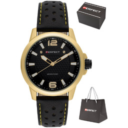Zegarek Perfect W146-04 męski perforowany pasek 44 mm
