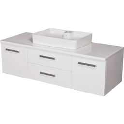 Biała szafka wisząca z umywalką140 cm seria Fokus