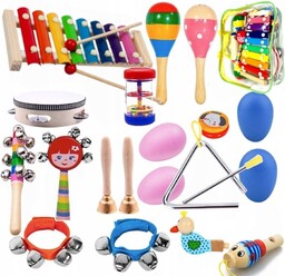 DREWNIANE INSTRUMENTY DLA DZIECI CYMBAŁKI + torba DUŻY