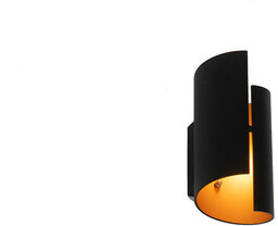 QAZQA Designerska lampa ścienna czarna ze złotem -