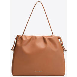 Damska torebka typu worek z imitacji skóry brązowa