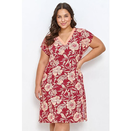 Damska koszulka nocna Blossom PLUS SIZE czerwona