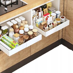 Szuflada Teleskopowa Regulowana Półka Wysuwana Wkład Szafki Kuchennej