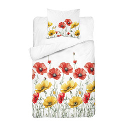 Detexpol Pościel bawełniana 140x200 biała w czerwone