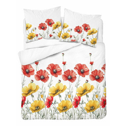 Detexpol Pościel bawełniana 180x200 biała w czerwone