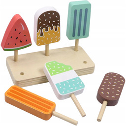 Lodziarnia Drewniana Zestaw Lody Na Patyku 6 Sztuk