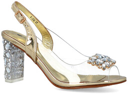 Sandały na modnym obcasie - SCAVIOLA S-206 ZŁOTE