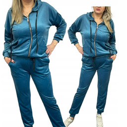 Dres Damski Welurowy 54 56 7xl Rozpinany morski