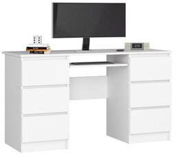 Biurko komputerowe, szuflady, CORE, 135x50x77 cm, biel, mat