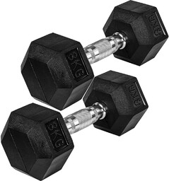 HANTLE ŻELIWNE GUMOWANE HEX 2X 8 KG TRENING