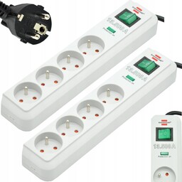 Listwa Zasilająca Antyprzepięciowa 4 Gniazdowa Kabel 1,5M Włącznik