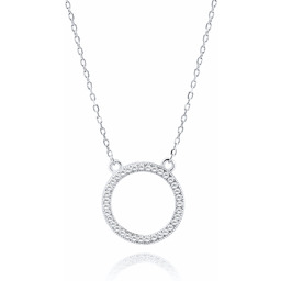 Rodowany srebrny naszyjnik gwiazd celebrytka kółko circle ring