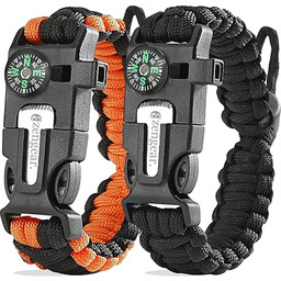 aZengear Bransoletka survivalowa Paracord Ferro ognista krzesiwo gwizdek
