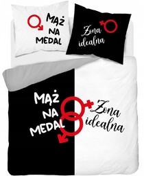 Pościel Holenderska 160x200 Mąż na medal Żona idealna