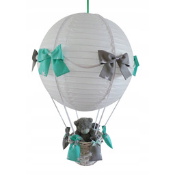 Lampa Latający Balon Szaro-miętowa W Gwiazdki