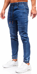 Granatowe spodnie jeansowe joggery męskie Denley 8121