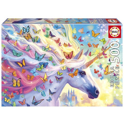 Puzzle 500 Jednorożec i kolorowe motyle